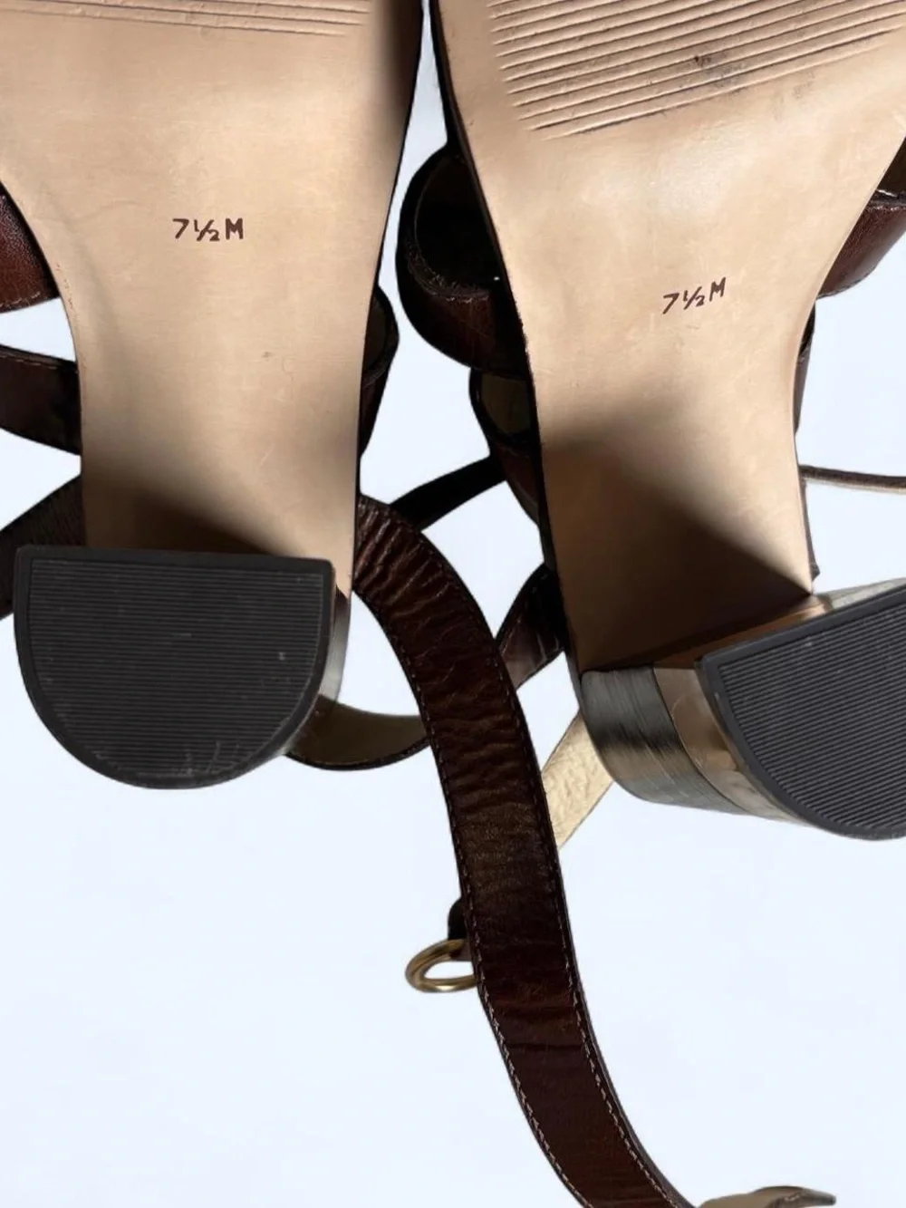 Michael Kors Brown Leather Strappy Block Heel Sandals